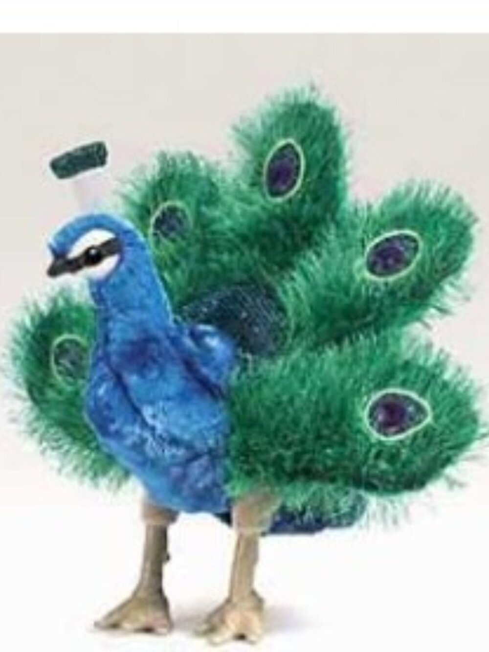 Folkmanis Brand Small Peacock Hand Puppet Blue Green Gold
